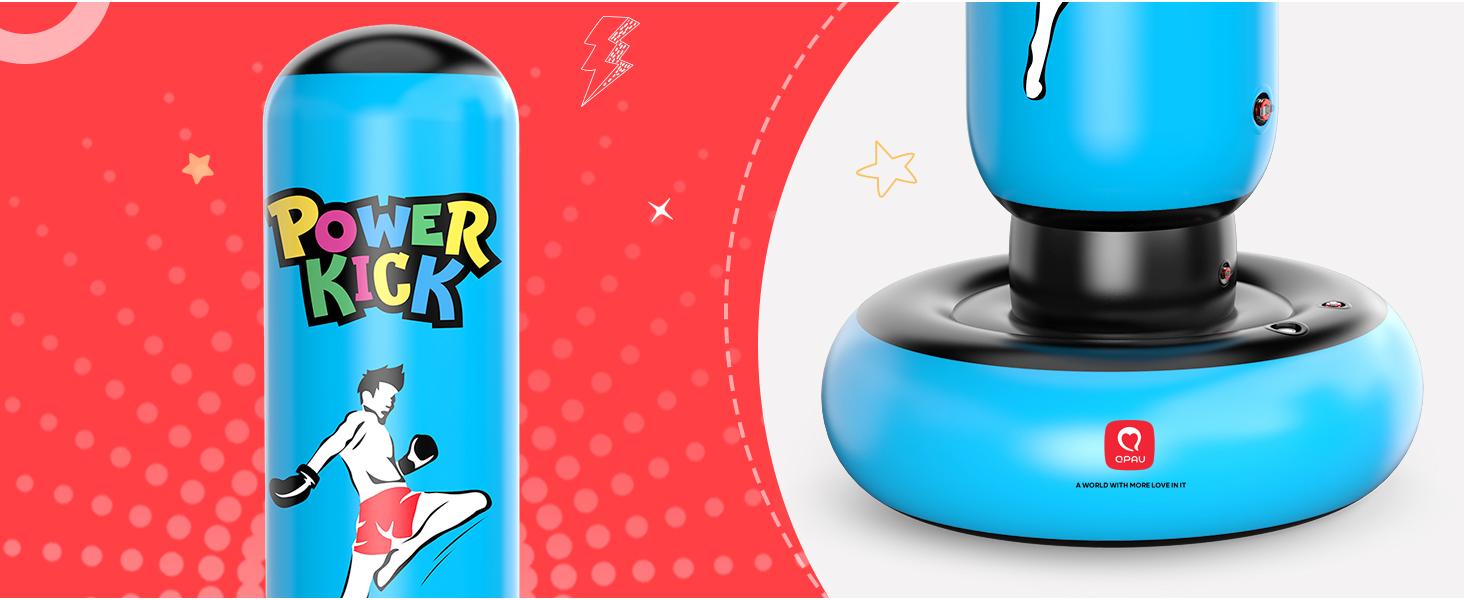 QPAU 66 Inch Inflatable Kids Punching Bag Toy with Boxing Gloves for Ages 6-12 Christmas Gifts for Boys & Girls Ideal for Karate Taekwondo MMA Exercise Strengthening Fun Family Time - Energy