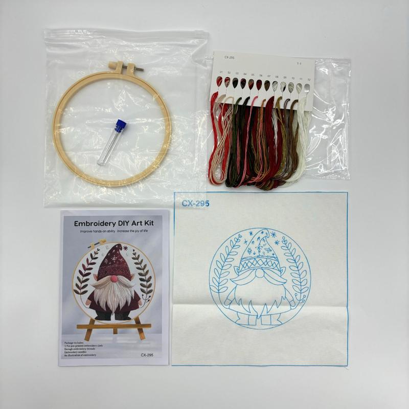 Christmas Holiday Craft Embroidery Kit for Adults - Stainless Steel Needle DIY Cross Stitch Set on Fabric, English Guide Included, Handmade Needlework Decor (Sports & Outdoor Fan Shop Gaming Craft)