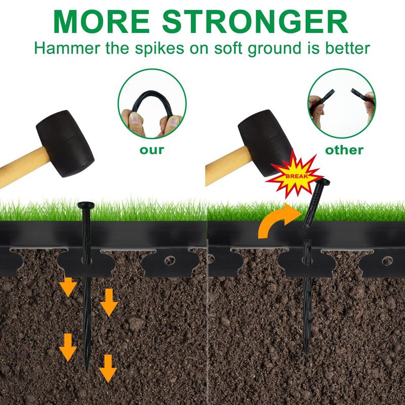 39 Inch Long Garden Landscape Edging, Plastic Lawn Border Kit with 30 Fixing Nails, No Dig Installation, for Gardens, Flower Beds, Pavers, Raised Garden Beds