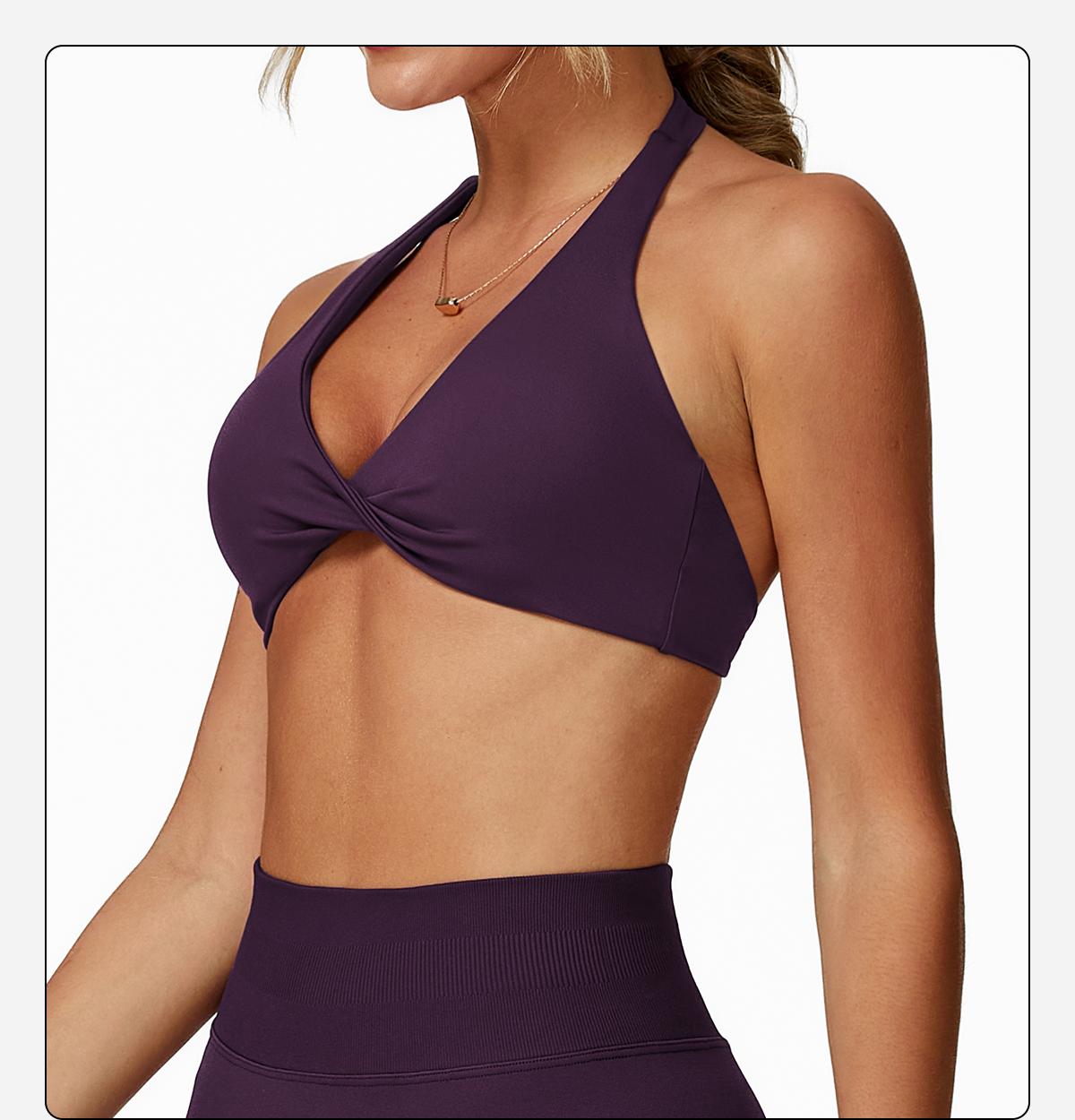 MFVIM Women's sports underwear, sexy hanging neck twist design sports underwear built-in bra pads, comfortable and skin-friendly, four seasons can wear, running gym workout sports underwear SpringStatements