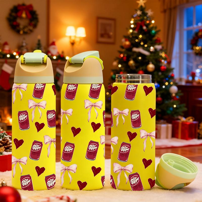 19/24/32oz Double-Wall Vacuum Cup, Insulated Leak-Proof Skinny Thermal Mug Tumbler Drinkware for Hot & Cold Drinks, Keeps Drinks Hot for 12h & Cold for 24h, Stainless Steel Heart Design, Perfect Holiday, Valentine's Day & Birthday Gift for Women & Men