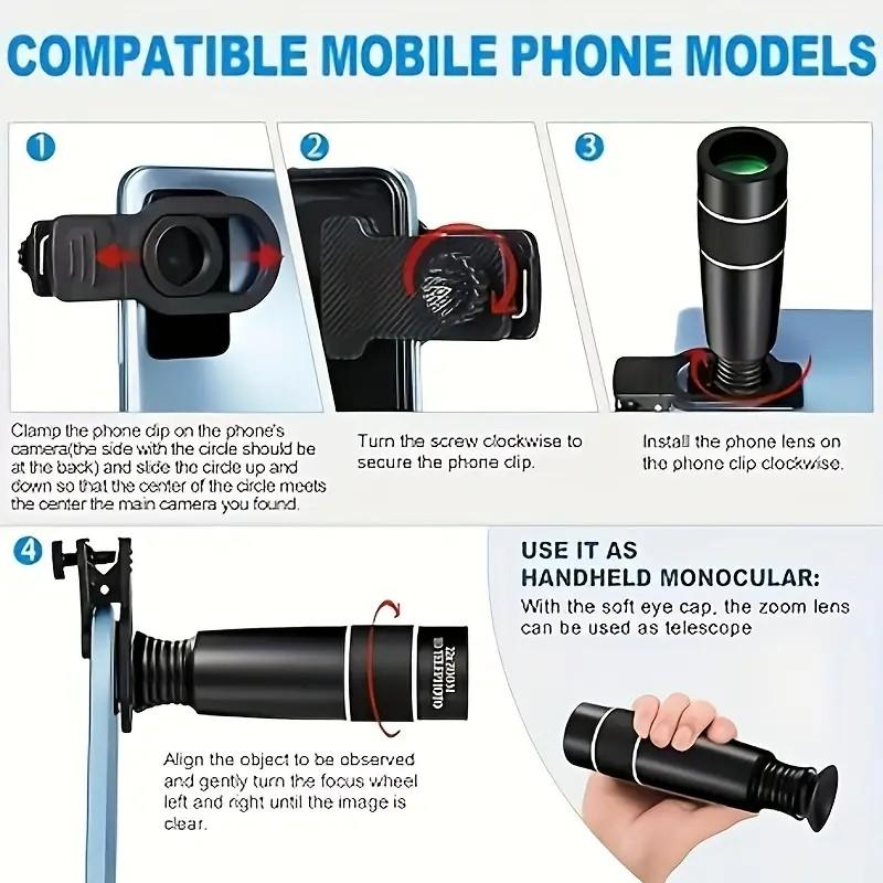 High-Quality 22x Telephoto Phone Lens, Portable Easy Operation, Fmc Multi-Layer Coating, Clear View, Universal for Most Smartphones