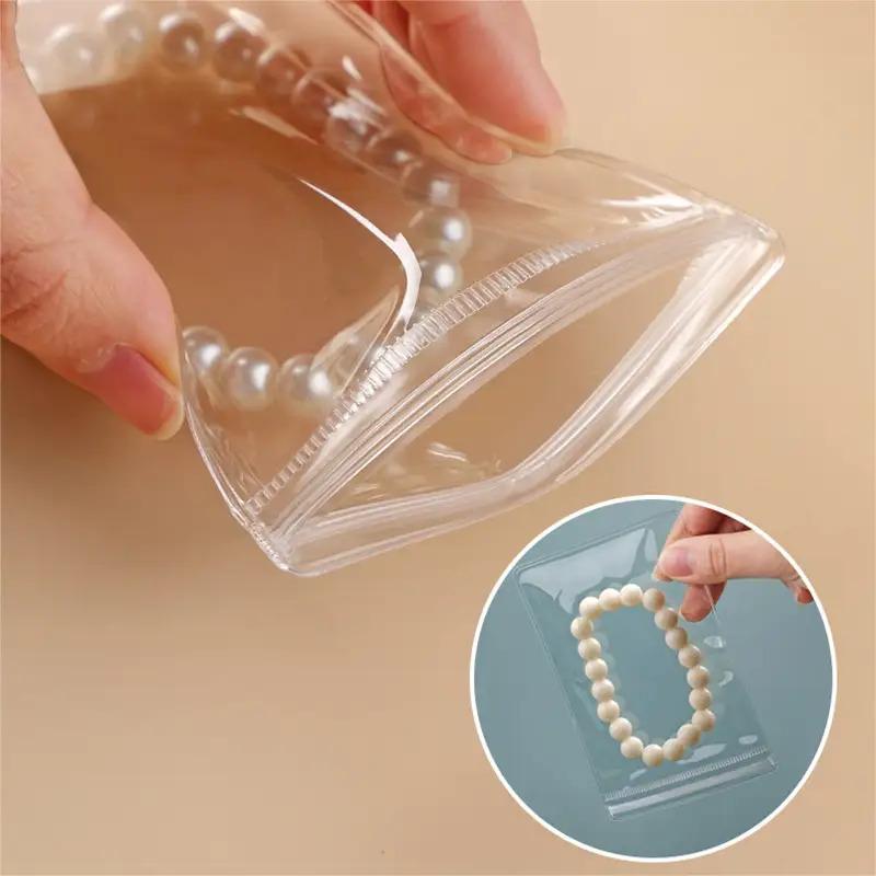 Transparent Jewelry Zipper Bag - Rustproof, Self-Sealing, Waterproof Plastic Pouch, Suitable for Rings, Earrings, Necklaces - Portable Travel Storage Box, Scratch-Resistant Protective Design, Semi-Transparent Lining