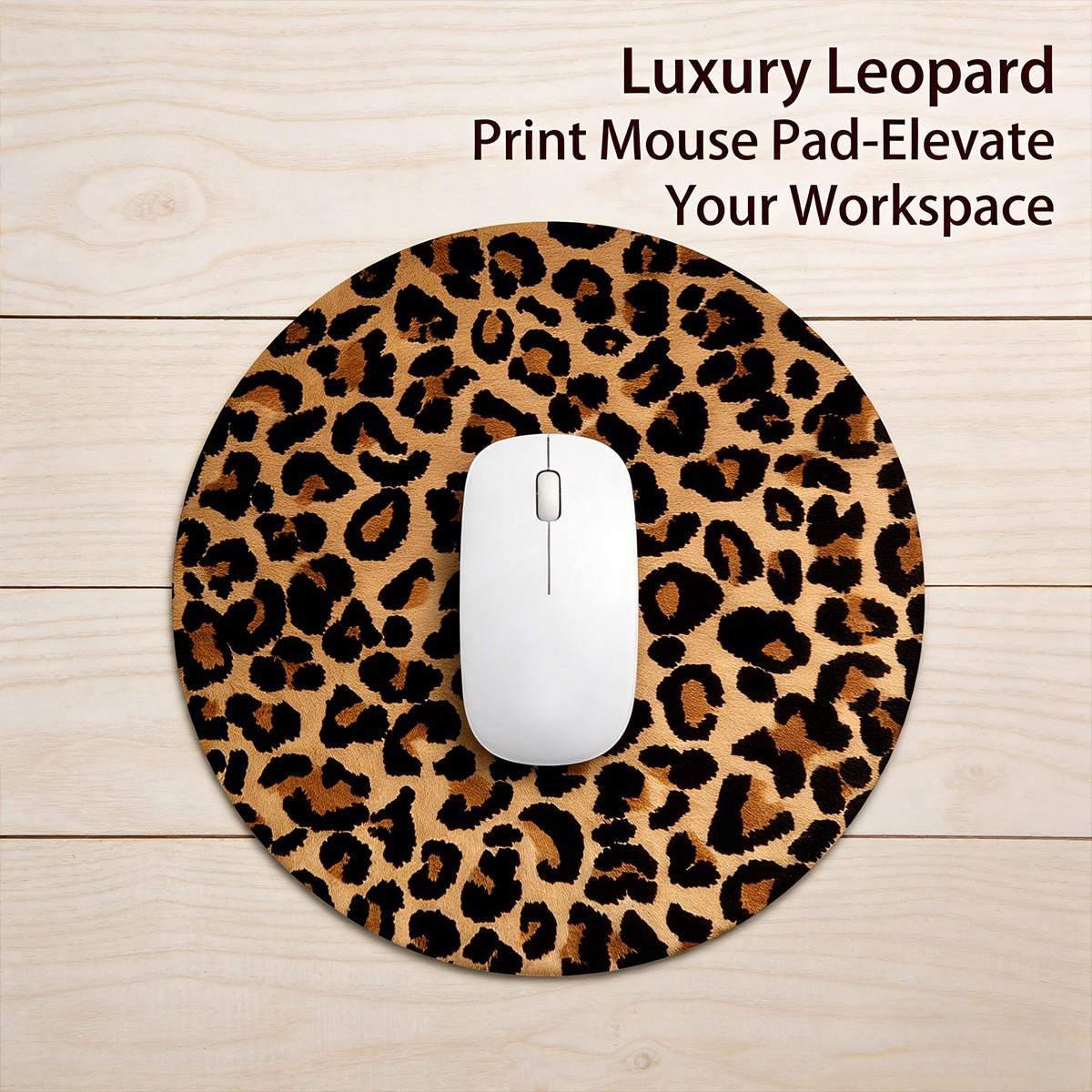 Fashion Leopard Print Round Mouse Pad, Non-Slip Rubber Base, Small Desktop Mat for PC/laptop, Gaming/mouse Pad, Gift for Women, 7.87 Inches