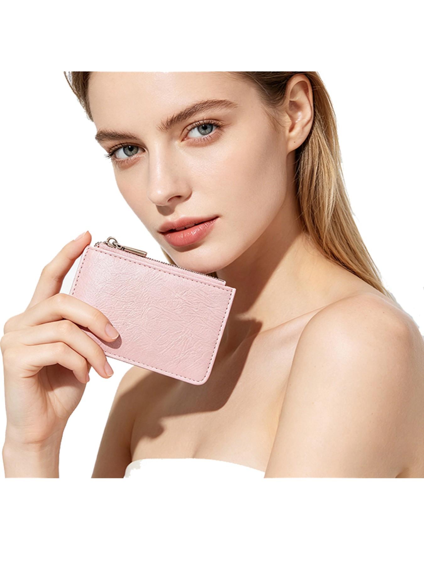 New Ultra-Thin PU Leather Wallet, Flat Pattern Coin Purse, ID Protection Case, Card Holder, Silver Color, Fashionable Accessory