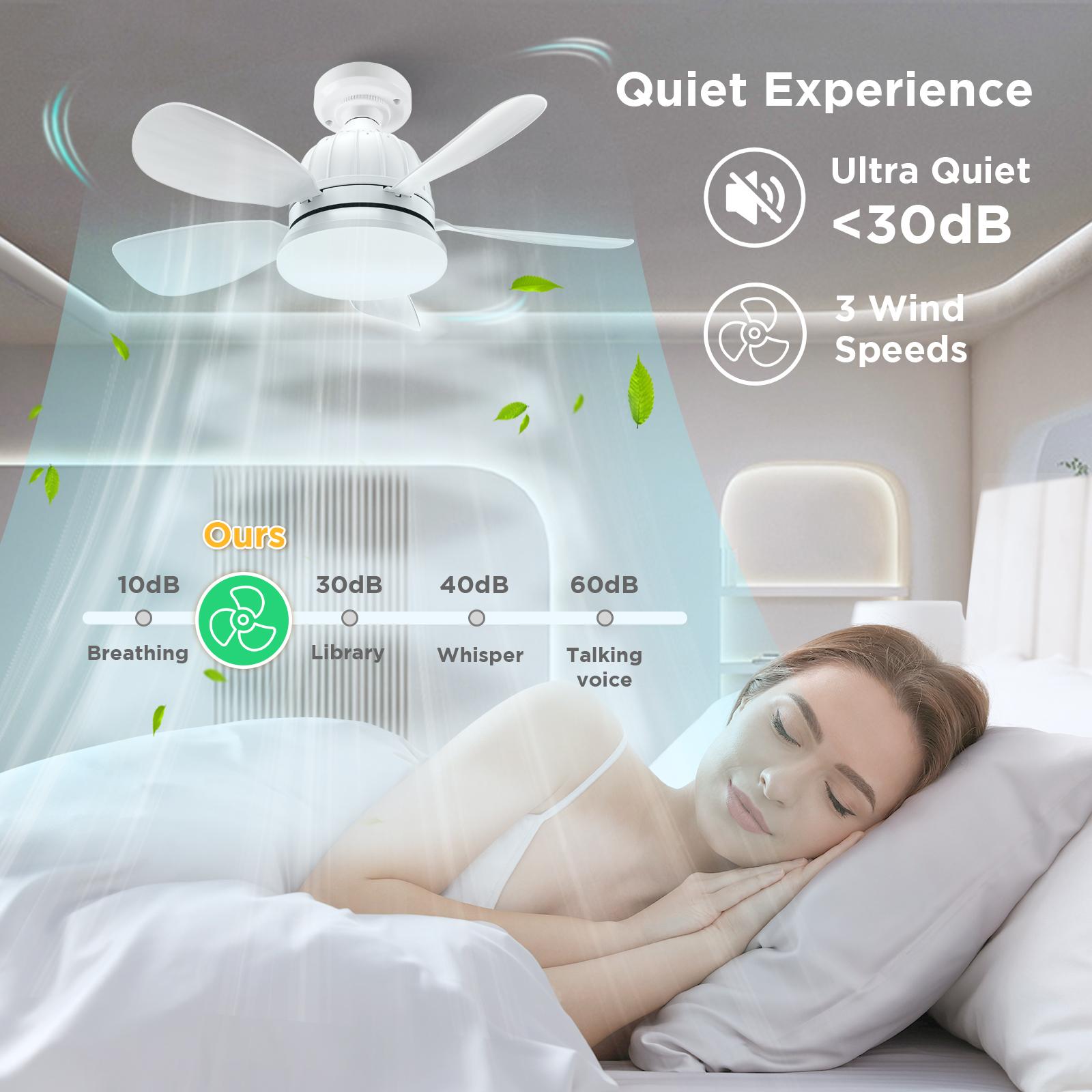 Socket Fan Light with Remote and LED Lights, Ceiling Fan Lights with E27 Base, Screw in Ceiling Fans for Patios, Garage, Bedroom, Living Room, Closet, and Small Rooms