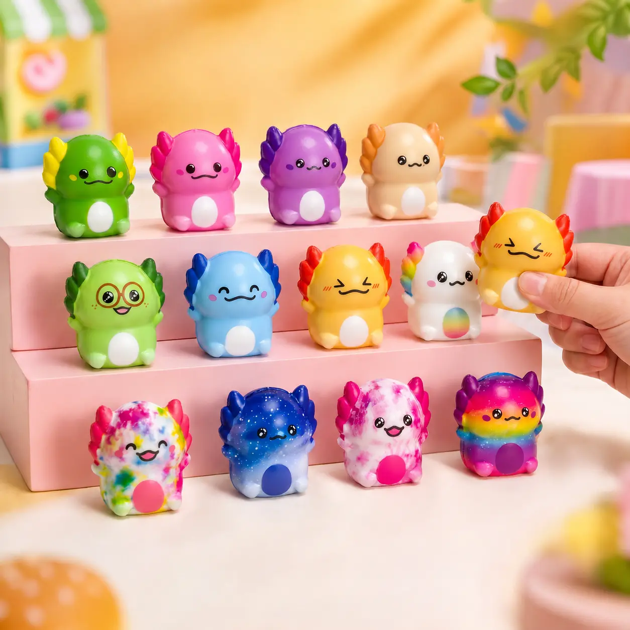 12 Pcs Cute Animal Squishy Toys Bulk, Mini Axolotl & Octopus Slow Rebound Squeeze Toys, Fidget Stress Relief Toys, Classroom Treasure Box Prizes, Birthday Party Favors Goodie Bag Stuffers for Kids，anxiety fidgets，stress relief tool