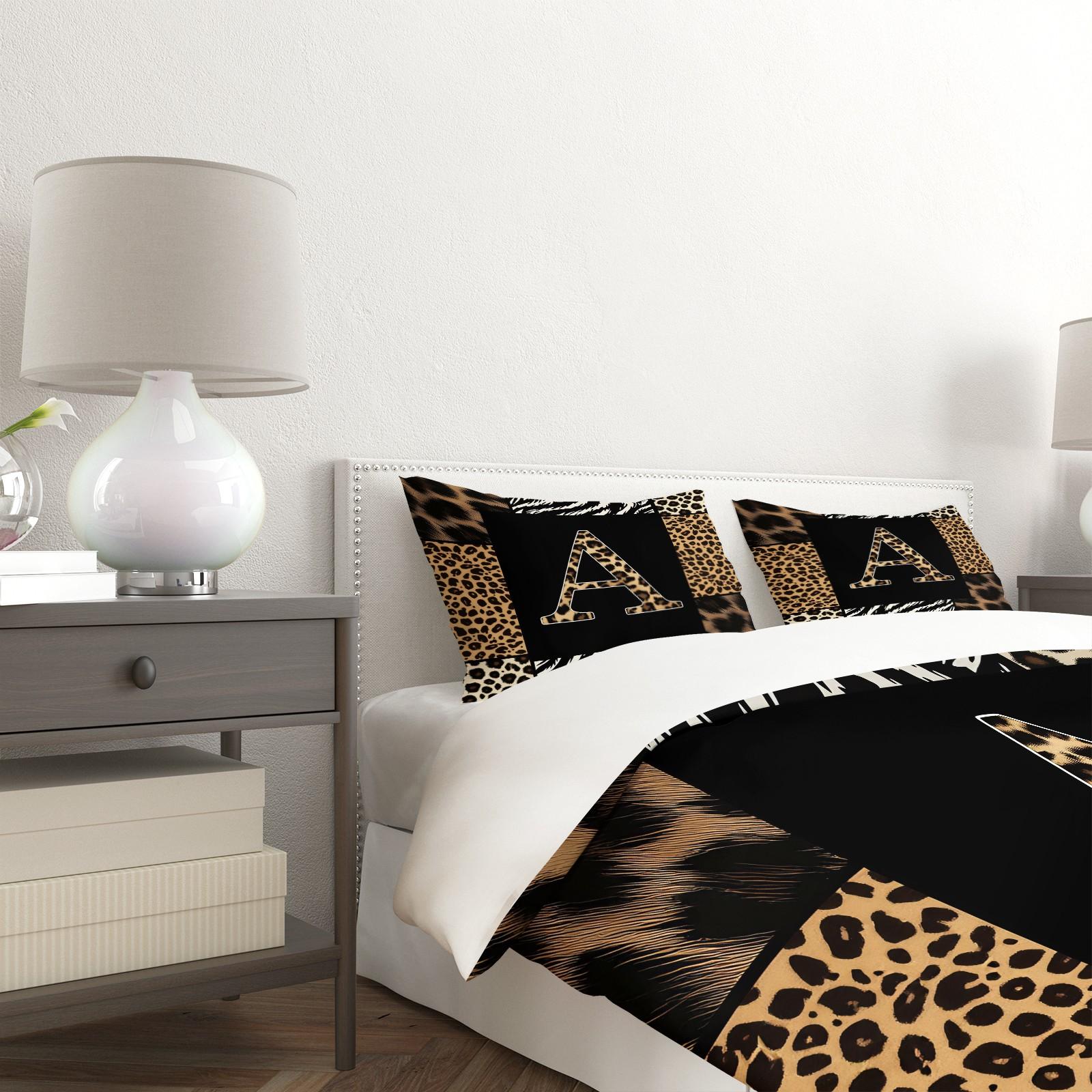 2/3 Pcs Boho Animal Print Letter Duvet Cover Set, Personalized Home Decor for Bedroom, Hotel & Dorm, Zipper Closure & Easy to Remove, Ideal for Housewarming, Christmas & Birthday Gifts, No Filling Included