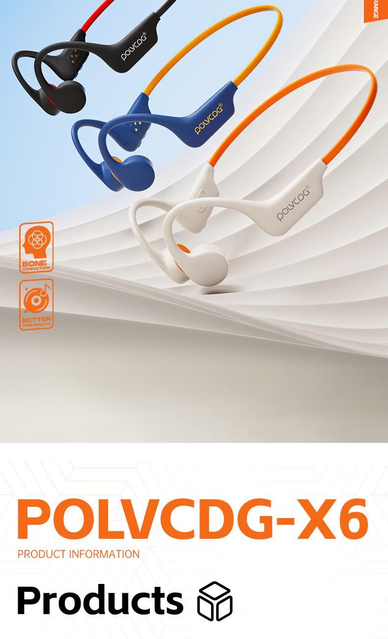 POLVCDG X6 wireless bone conduction headphones are deeply waterproof, 10 hours long battery life, 28g lightweight body 32GB large capacity.