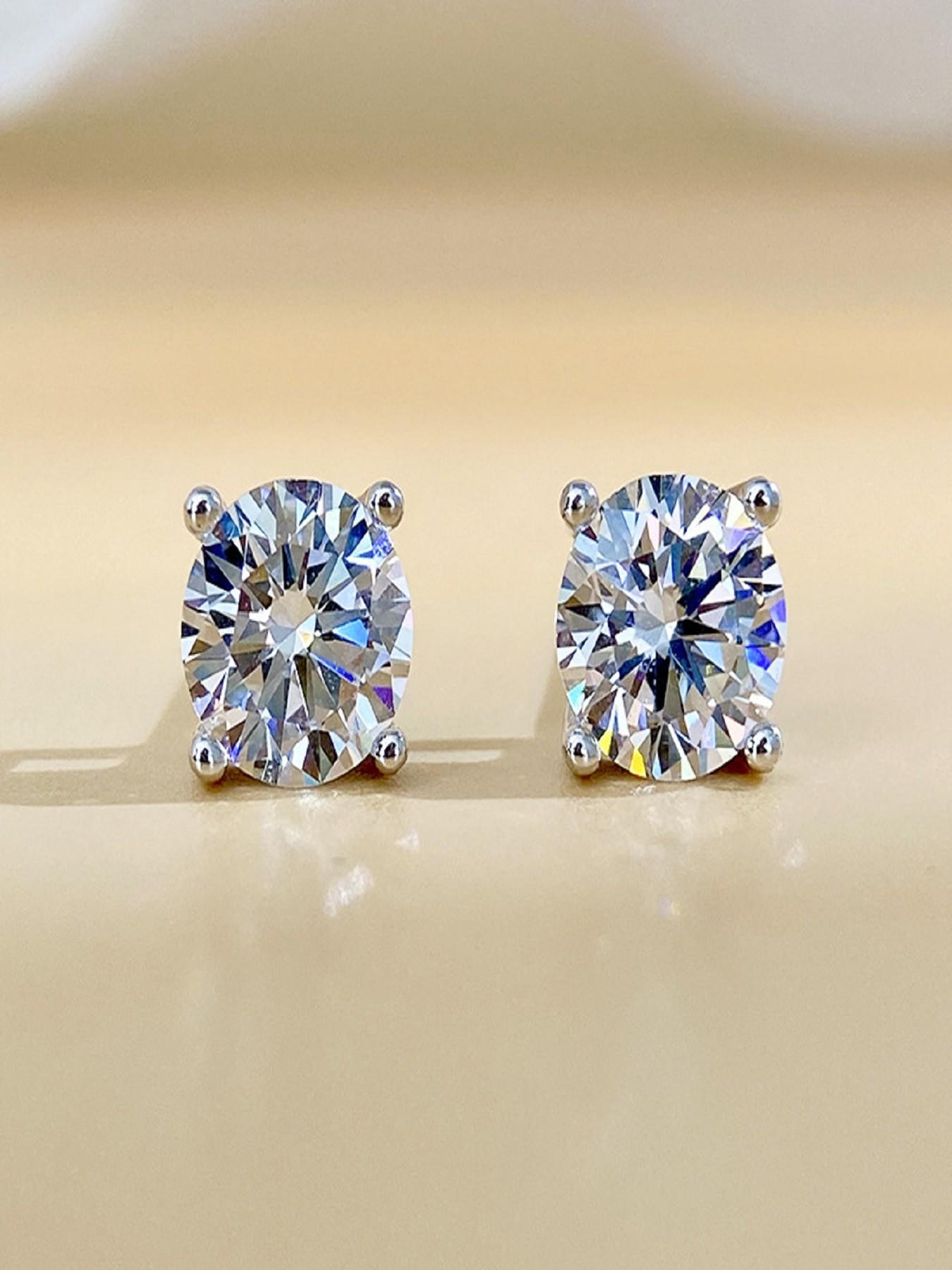 925 Sterling Silver Round Cut Cubic Zirconia Stud Earrings for Women Men, Hypoallergenic 4-Prong Simulated Diamond Earrings, 4MM 6MM 8MM 10MM Sizes Available, Sparkling CZ Earrings for Daily Wear, Anniversary, Birthday Gifts