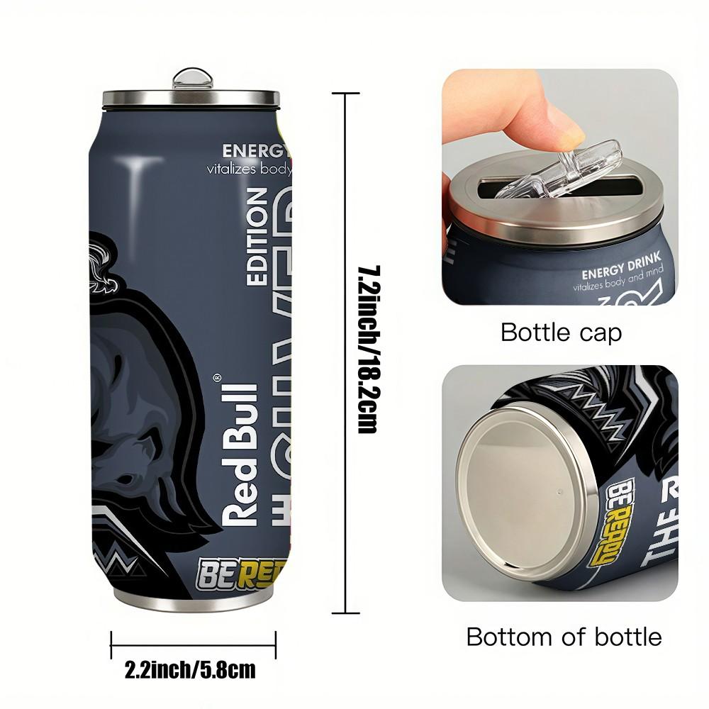 1pc 17oz Red Bull Silver Edition Tumbler with Lid, Vacuum Insulated Water Bottle, Summer Winter Drinkware, Outdoor Travel Accessories, Perfect Christmas & Valentine's Day Gift