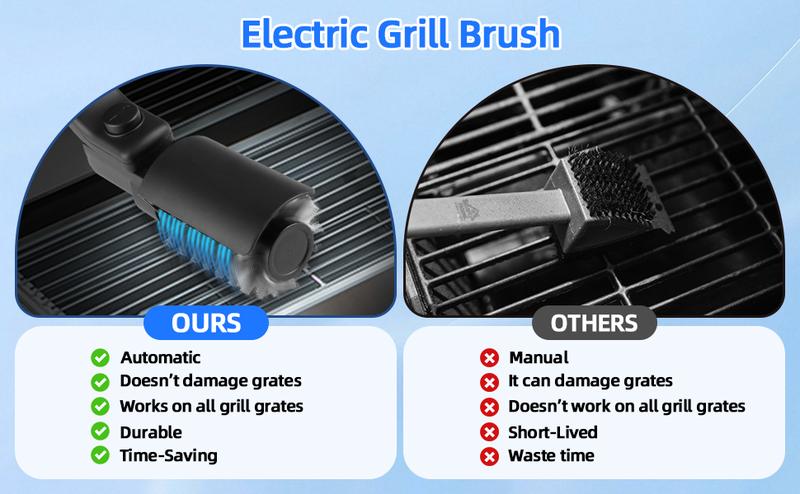BBQ Grill Brush for Outdoor Grill, Cordless Electric Grill Cleaner, Rechargeable Grill Cleaning Brush,3 Powerful Speed BBQ Grill Brush for Outdoor Grill, 180°Adjustable