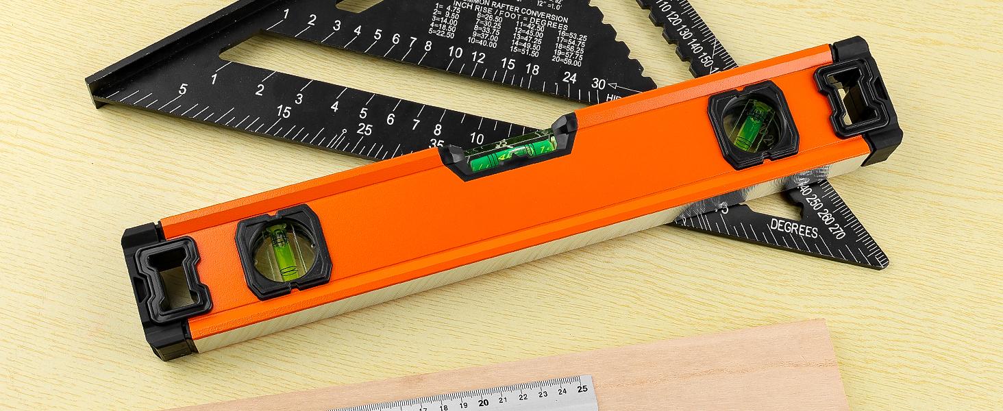 5-Piece Spirit Level Set, 10", 16", 24", 32", 48" Level Set with Magnetic Torpedo Level, 45 ° /90 ° /180 ° Bubbles Measuring, Aluminium Alloy Levels with Carrying Bag