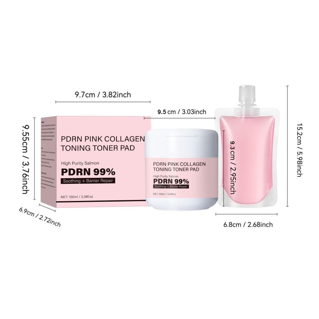 1PCS PDRN Pink Collagen Toning Toner Pad Deep Cleans Pores Unclogs Pores Improves Skin Radiance Suitable for All Skin Types