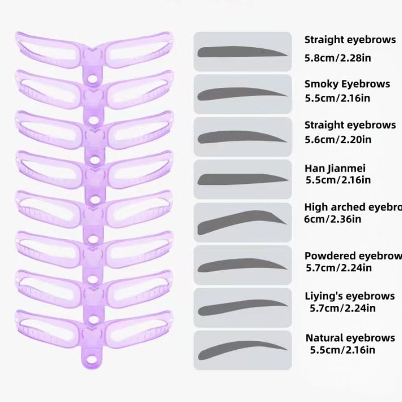 8 Styles Eyebrow Stencils, Reusable Brow Shaping Templates for Beginners, Lazy Eyebrow Drawing Tool Set