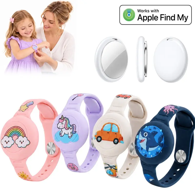 Cartoon Cute Tracker Bracelet for Kids, Soft Silicone Wristband With Tracker Tag for Apple Find My, Adjustable Anti Lost Wristband for Toddler Baby, Boys, and Girls, Elders