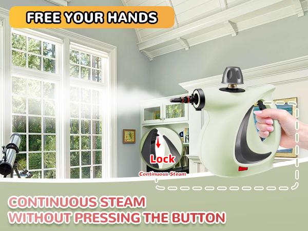 Spurgehom Pressurized Handheld Steam Cleaner, Multi-surface Natural Steam Cleaner with 11pcs Accessories Multi-purpose Steamer for Cleaning Floor, Car, Kitchen, Home Use (Green)