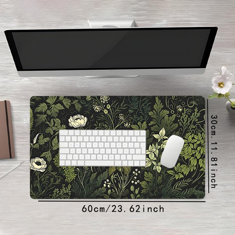 Creative Plant Pattern Mouse Pad, Rectangle Gaming Mouse Pad, Non-slip Large Surface Rubber Base Stitched Edge Desk Keyboard Mat for Home Office Game Desktop Accessory