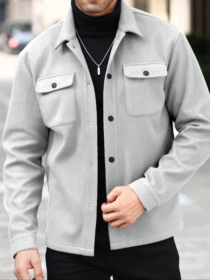 Men's Simple Woolen Jacket Coat, Fashion Casual Design, Suitable for Work or Outing, Lightweight Outerwear, Enhance Your Wardrobe Taste Men's Simple Woolen Jacket Coat, Fashion Casual Design, Suitable for Work or Outing, Lightweight Outerwear, Enhance Your Wardrobe Taste