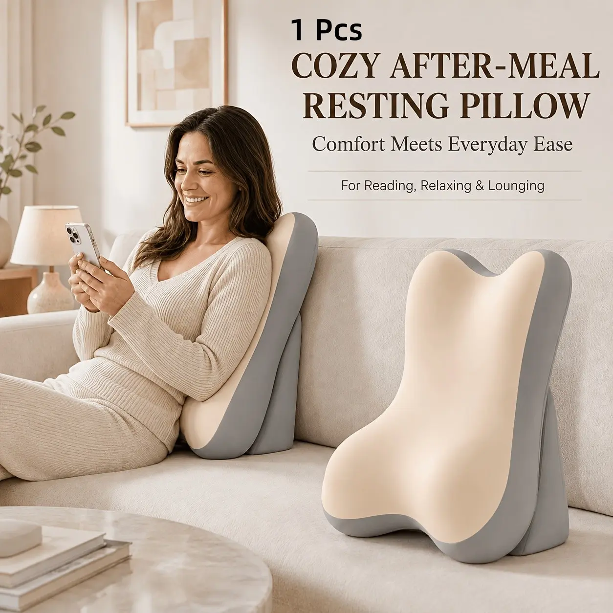 Ergonomic lumbar support pillow, adjustable multi-functional non-slip memory foam pillow, anti-snoring and anti-acid reflux pillow, suitable for sleep pillow, reading pillow, gaming, and Halloween gift.