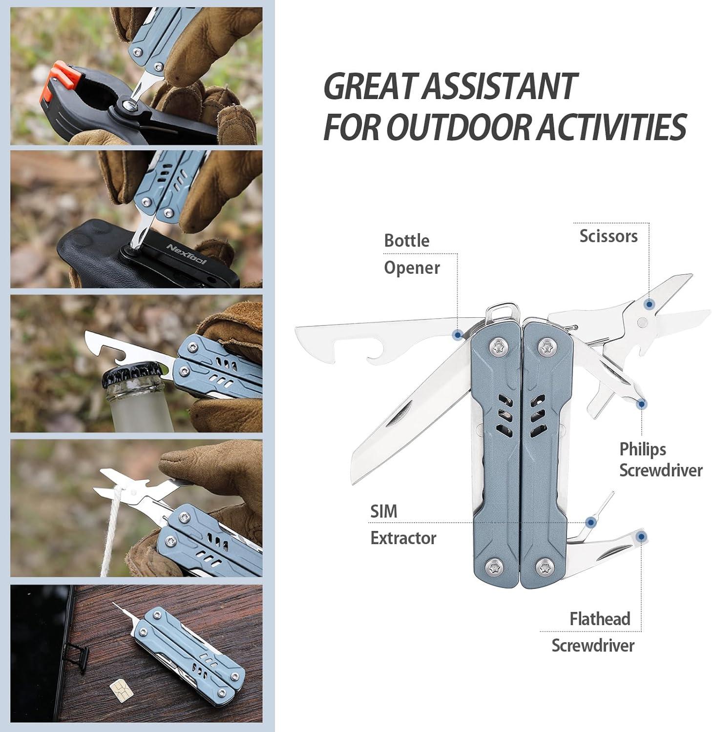 S11 Keychain Multitool, 11-in-1 Compact EDC Pliers with Pocket Knife, Scissors & Screwdrivers, Lightweight Small Multitool for DIY, Travel, Camping, and Gift, Cool Gadget for Men