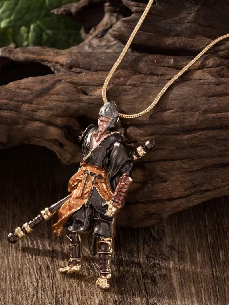 Mythical Goku Alloy Pendant Necklace, Vintage Dark Fantasy Design Snake Chain, Fashion Jewelry Gift for Valentine's Day New Year