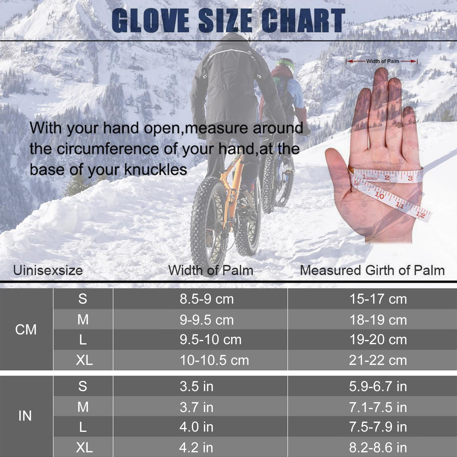 Outdoor Winter Touchscreen Warm Gloves, Water Resistant Windproof Anti-Slip Sports Gloves, Adjustable Size for Men & Women, Cycling, Driving, Running, Hiking, Climbing, Skiing