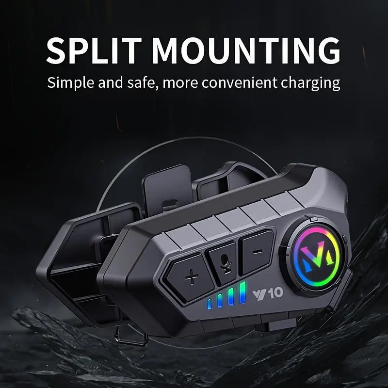 MOKATA Y10 Helmet Wireless Headset, Motorcycle Helmet Wireless Headset with Bluetooth 5.3 Sound Control, Wireless Motorcycle Headset with Soft and Hard Microphones