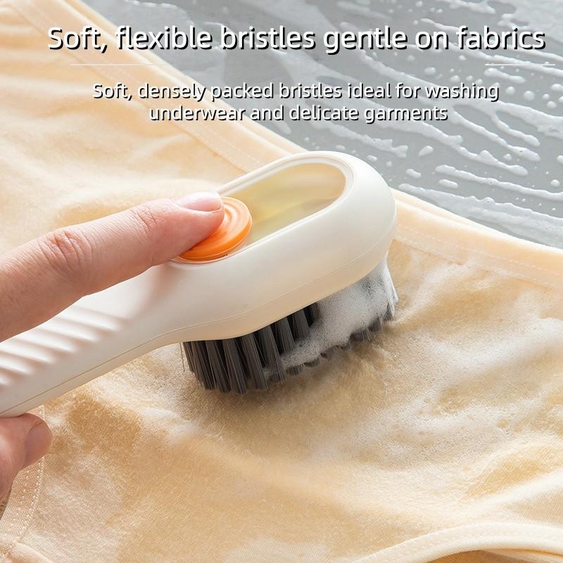 2-Pack Shoe Brush, Household Press-Type Automatic Liquid Additive Laundry Brush, Clothes and Shoes Cleaning Brush, Wholesale, Detachable, Washable