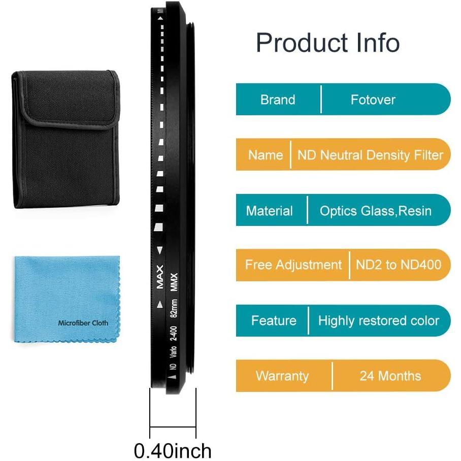 58mm ND Filter Slim Variable ND Neutral Density Filter Adjustable ND Fader ND2-ND400 Lens Filter for    Pentax Olympus Fuji DSLR Camera
