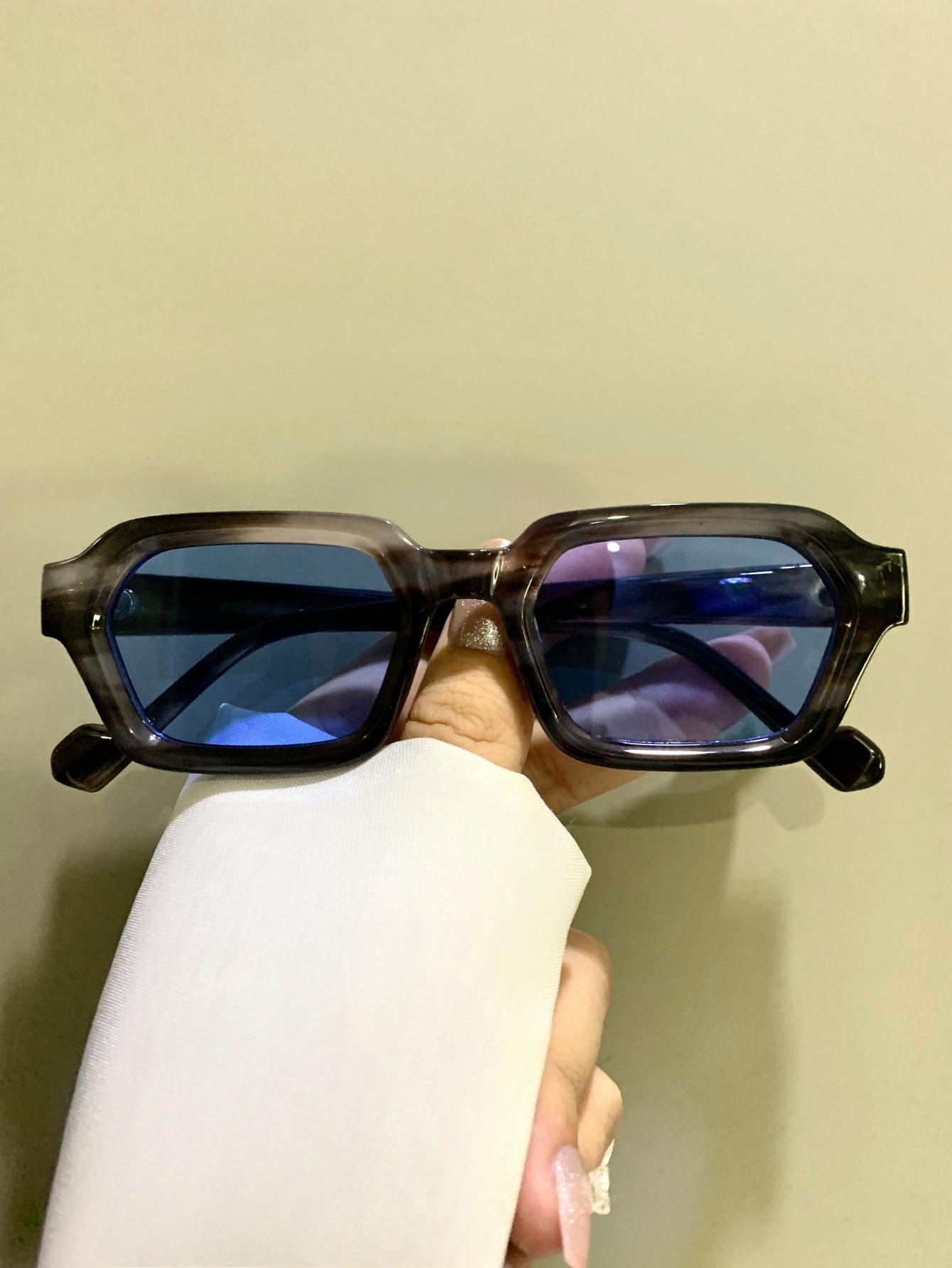 Small Frame Rectangular Glasses, Patchwork Trend Fashion Retro Decorative Eyeglasses for Men and Women