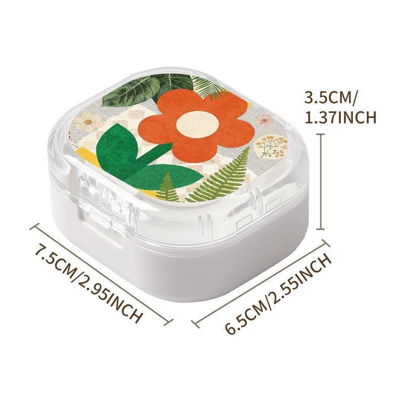 Vibrant Orange Flower Print Retainer Case, Modern Botanical Orthodontic Aligner Holder, Portable Durable Storage Box for Dental Retainers