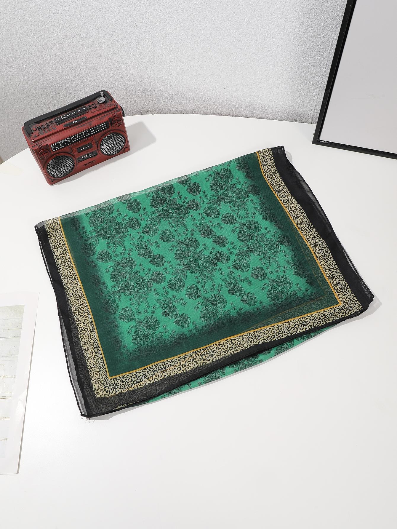 New Leopard Chain Pattern Scarf Shawl, Women's Sun Protection Silk Scarf, Long Wrap Beach Travel Outdoor Accessory, Fashion Headband