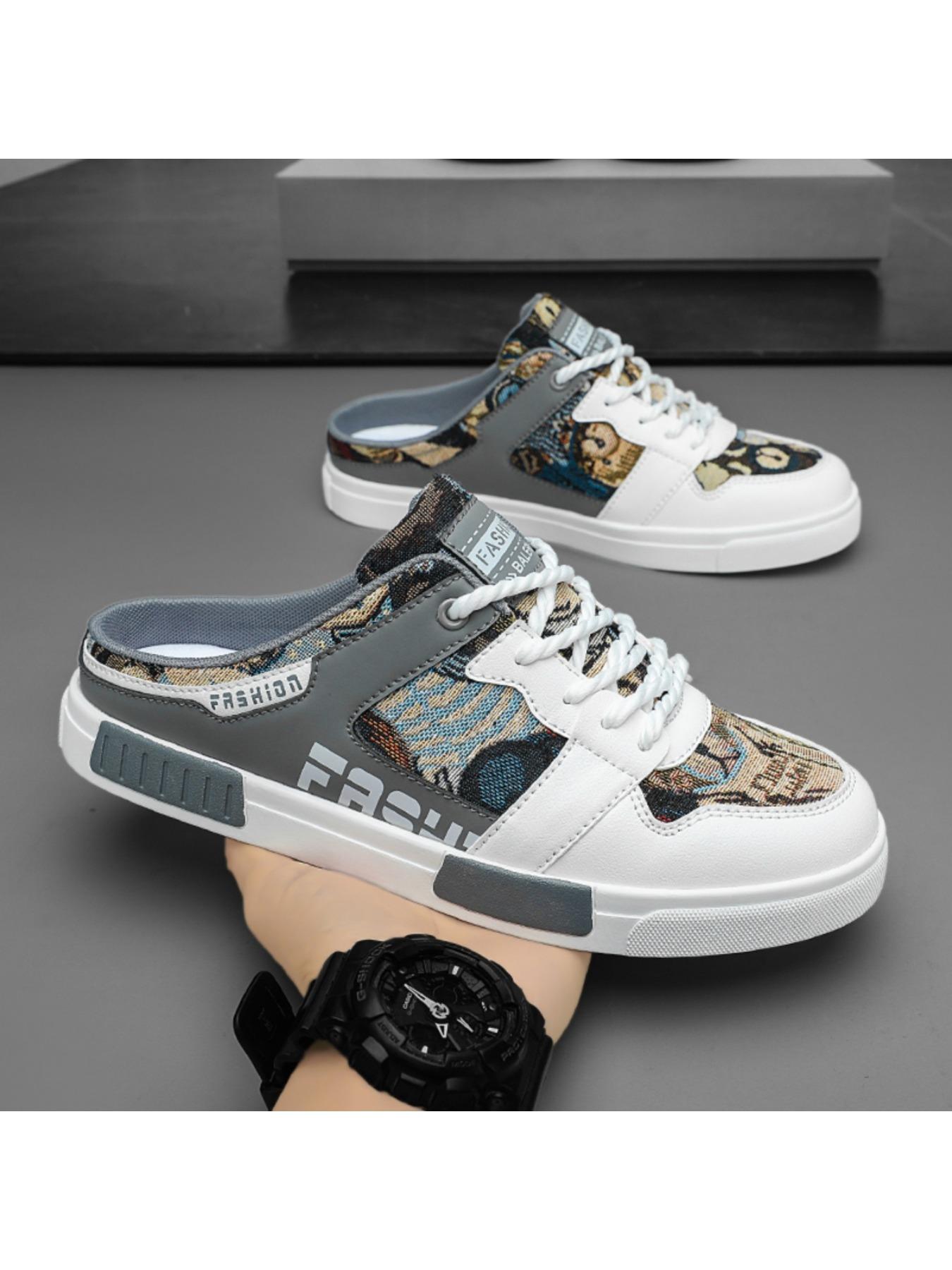 Summer Men's Half Slippers Fashion Large Size Non-Slip Breathable Casual Slippers, Stylish Comfortable Footwear for Daily Wear, Mesh Breathable Slides