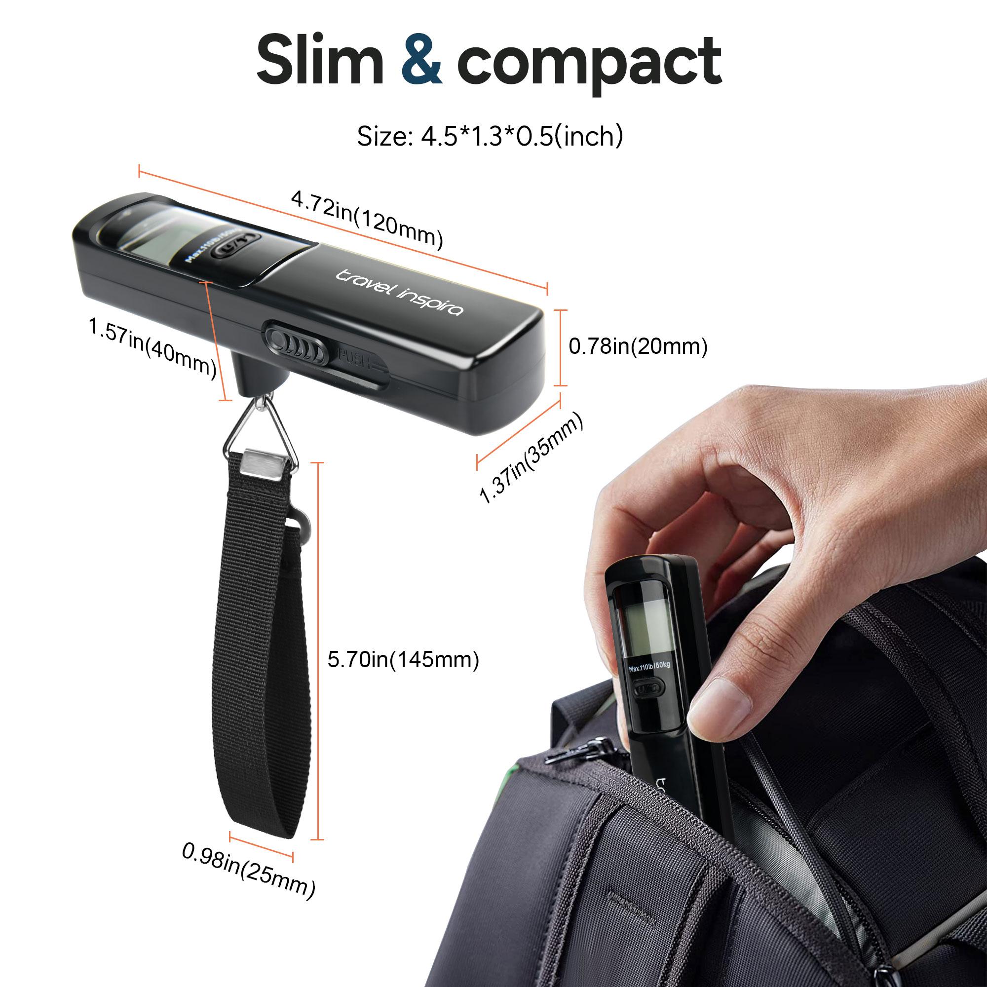 travel inspira Luggage Scale Battery-Free, Portable Handheld Digital Suitcase Weight，Scale for for Travel Accessories, 110lbs/50k