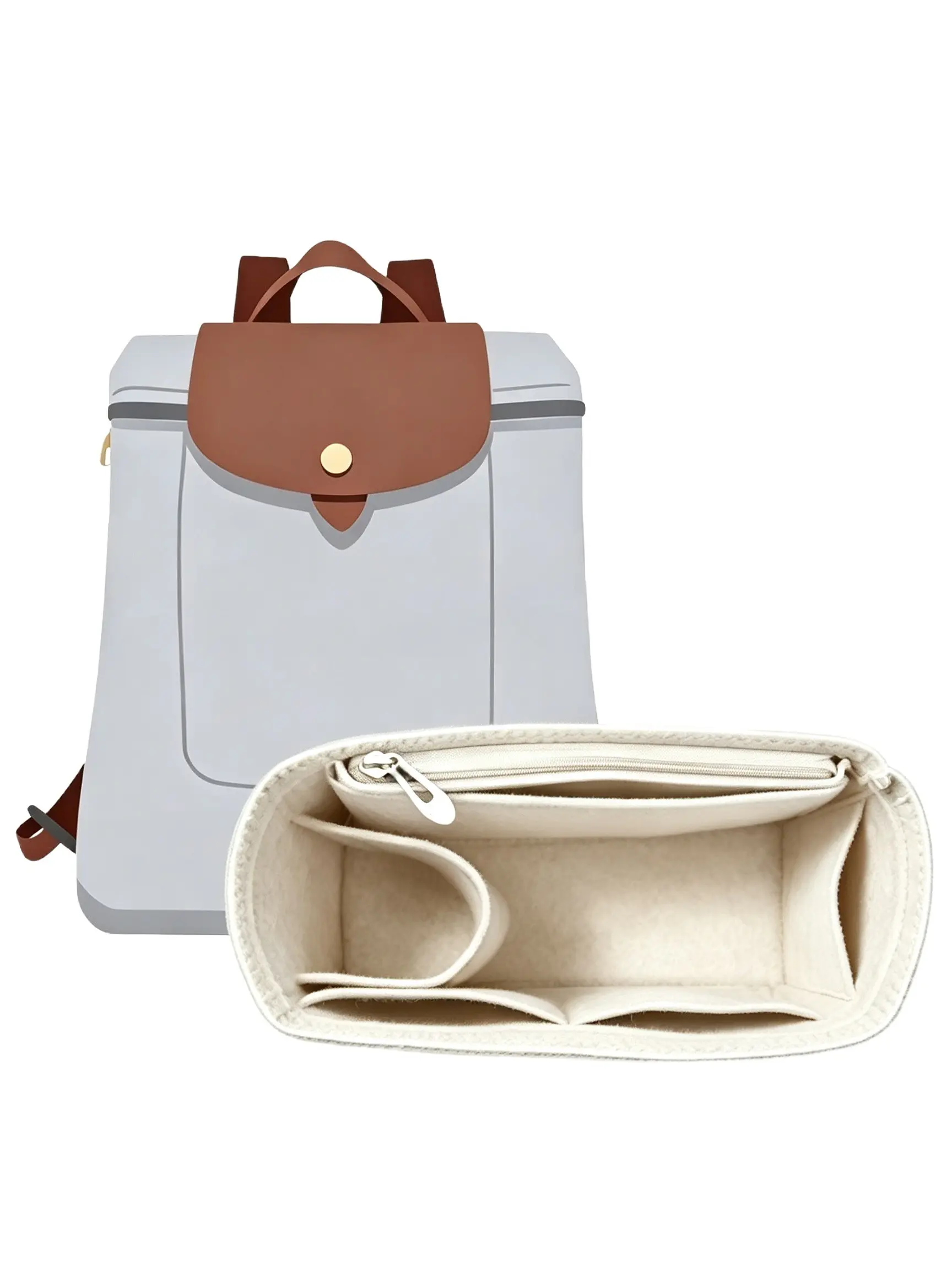 Backpack Storage Insert, Lightweight Padding, Compatible with Le Pliage Original, Felt Material, Large Capacity, All Seasons
