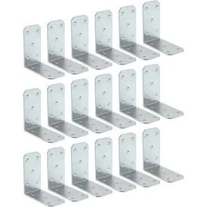 5 Inch Heavy Duty L Brackets - 90 Degree Corner Braces for Wood Posts, Shelves, Fences & Pergolas - Metal Angle Brackets for Floating Shelf, Countertop & Framing Support (Galvanized-16 Pcs)