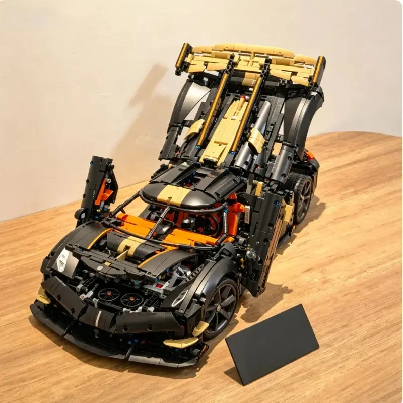 4104pcs High Tech Large Aerodynamic Race Car Bricks Kit Koeni Spear Megacar Supercar Building Block Puzzle Model Birthday Gifts