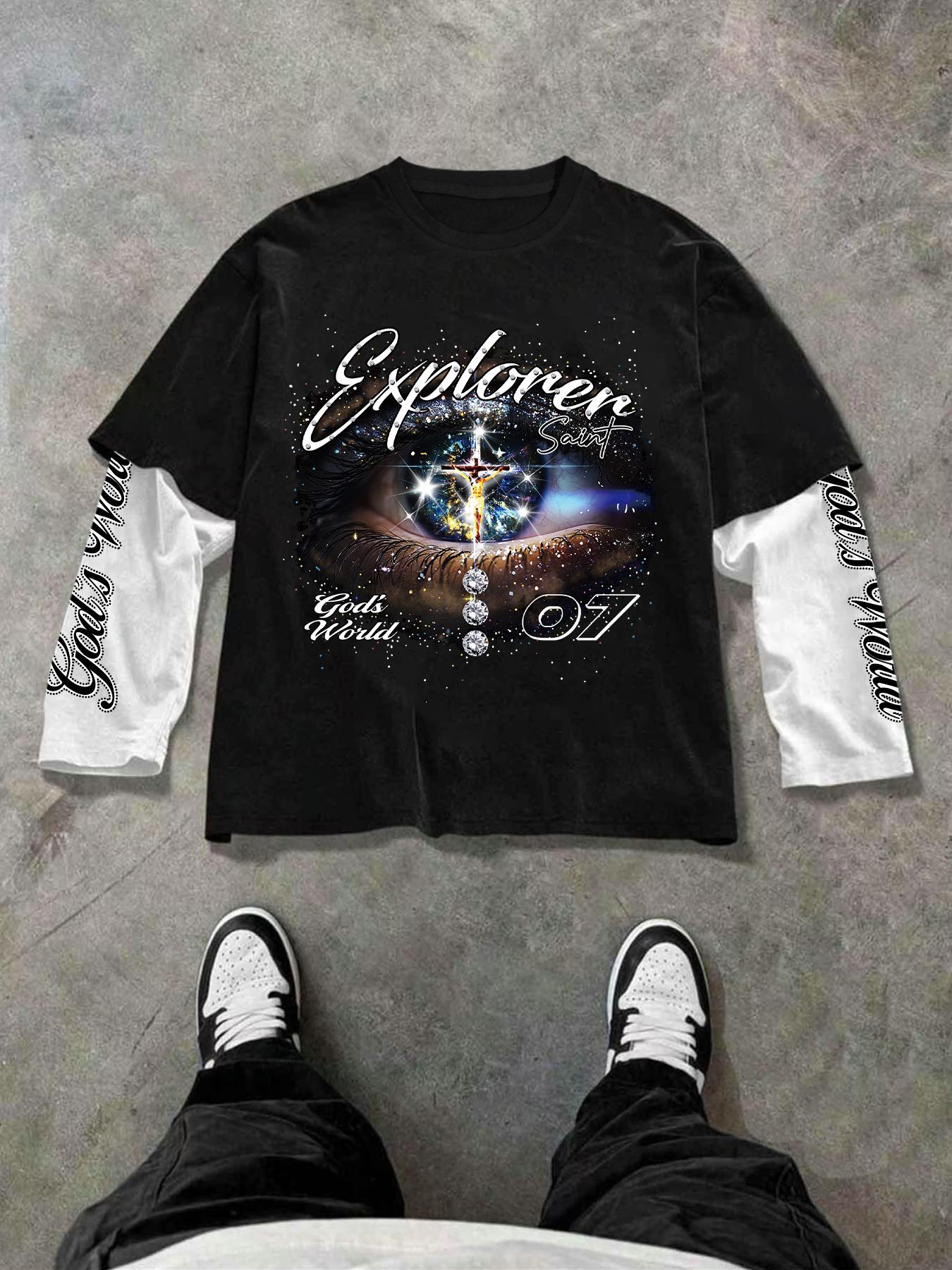 Trendy Short Sleeve & Patchwork Long Sleeve Tee Set, Street Style Fashion, Unique Layered Design, Perfect for Trendsetters