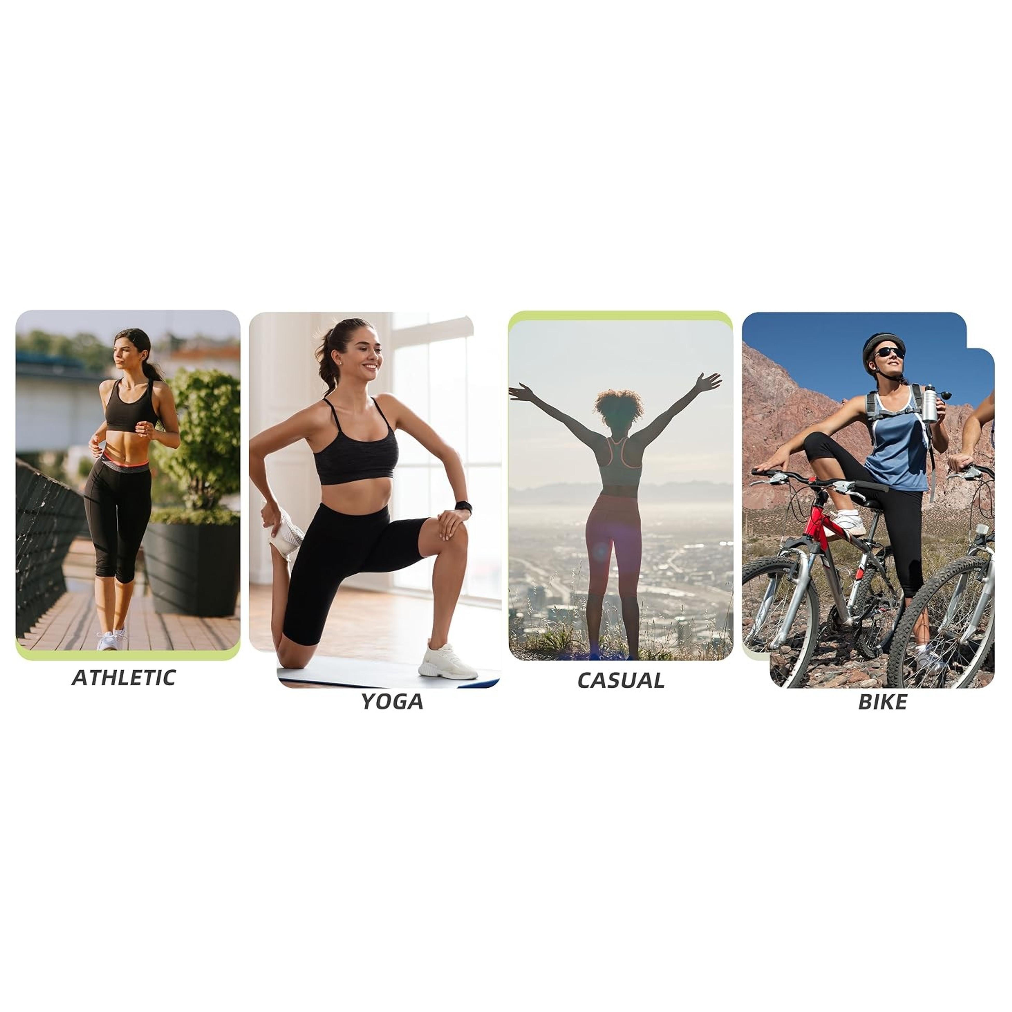 Women's High Waisted Knee Length Capri Leggings with Pockets for Workout Exercise YogaGift