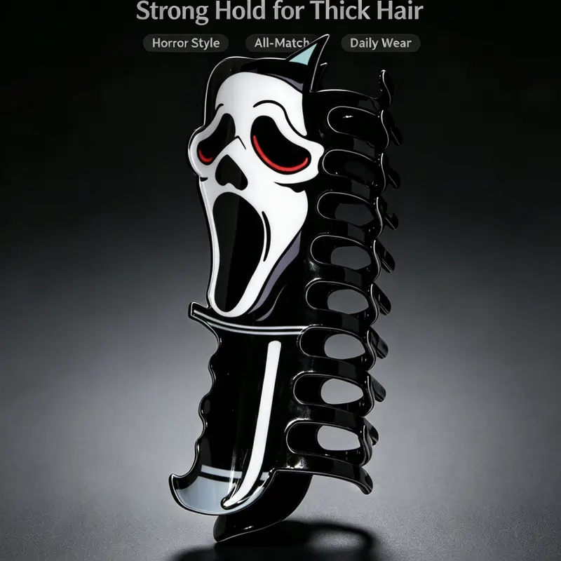 Halloween Scream Ghost Face Knife Design Hair Claw Clip, Spooky Gothic Acrylic Shark Clip, Cosplay Party Hair Accessories for Women Girls Hair Clips