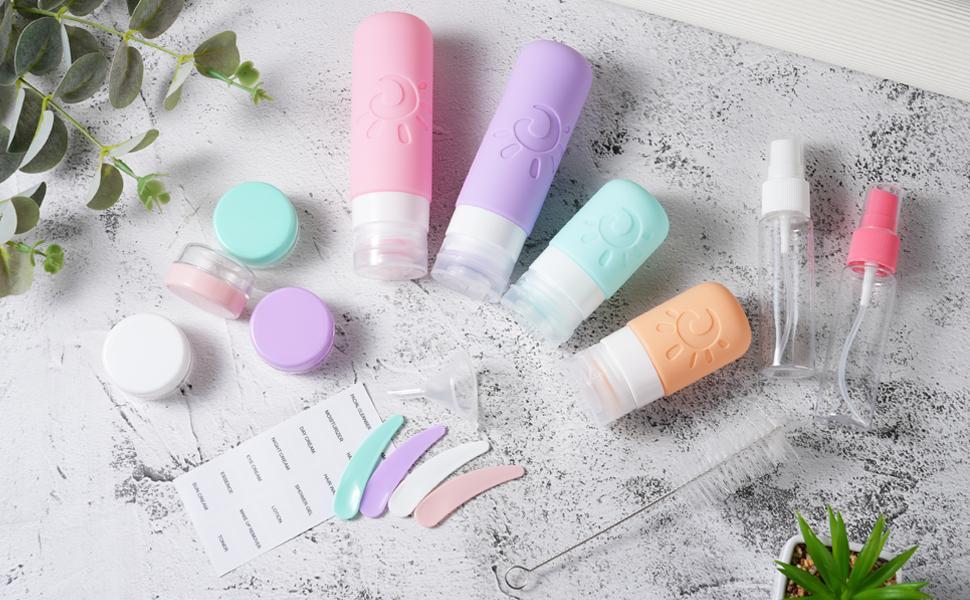 18 Pack travel Bottles for Toiletries, TSA Approved Silicone Travel Containers Leak Proof Refillable Travel Accessories for Shampoo Conditioner Lotion Body Wash