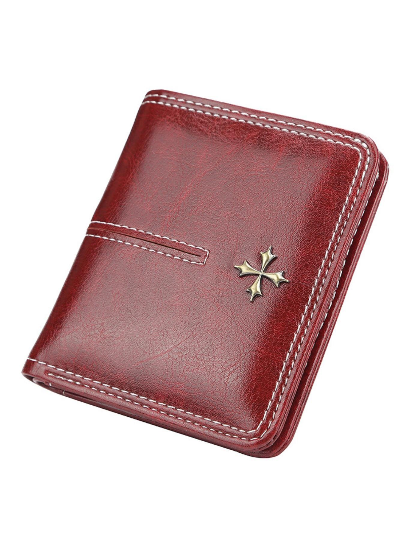 Women's Short Vertical Wallet, Vintage Fashion Style, Multiple Card Slots with Zipper Coin Pocket, Casual Daily Use Commuter Purse