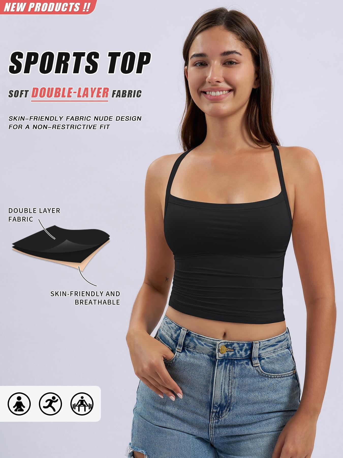 Women's Sporty Tight-Fit Yoga Vest, Quick-Dry Fitness Top, All-Seasons Wearable Running Tank, Versatile Gym Activewear, Sporty Cami Top