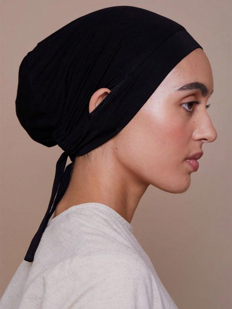 Women's Solid Color Turban Hijab with Ear Hole, Breathable Comfortable Hijab for Daily Wear, Fashion Accessories for Women & Girls