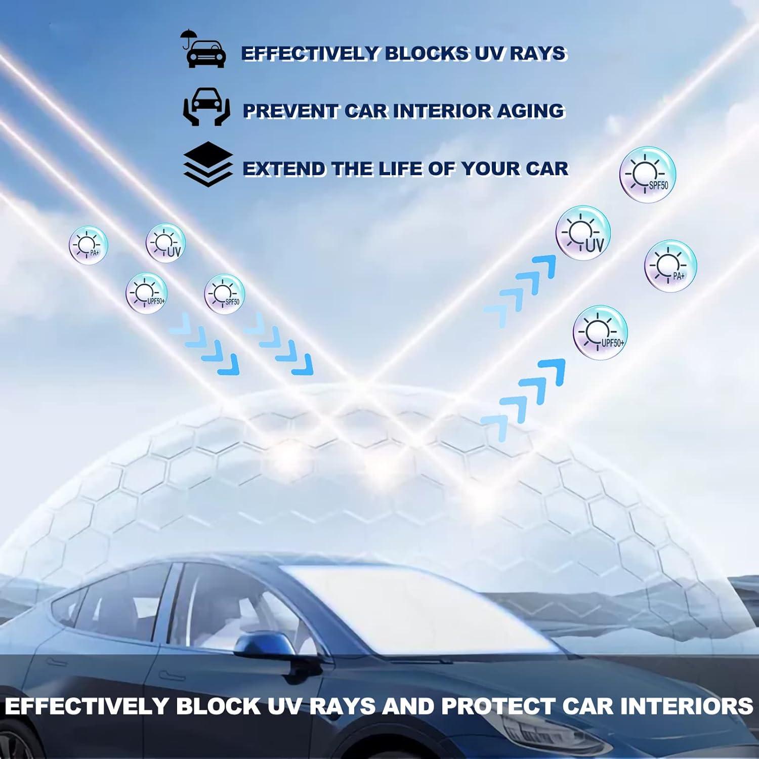 Canvcle Windshield Sun Shade for Honda Civic 2006-2024 Foldable Sun Visor Protector Blocks UV Rays Keeps Car Cooler Double Thickness Material