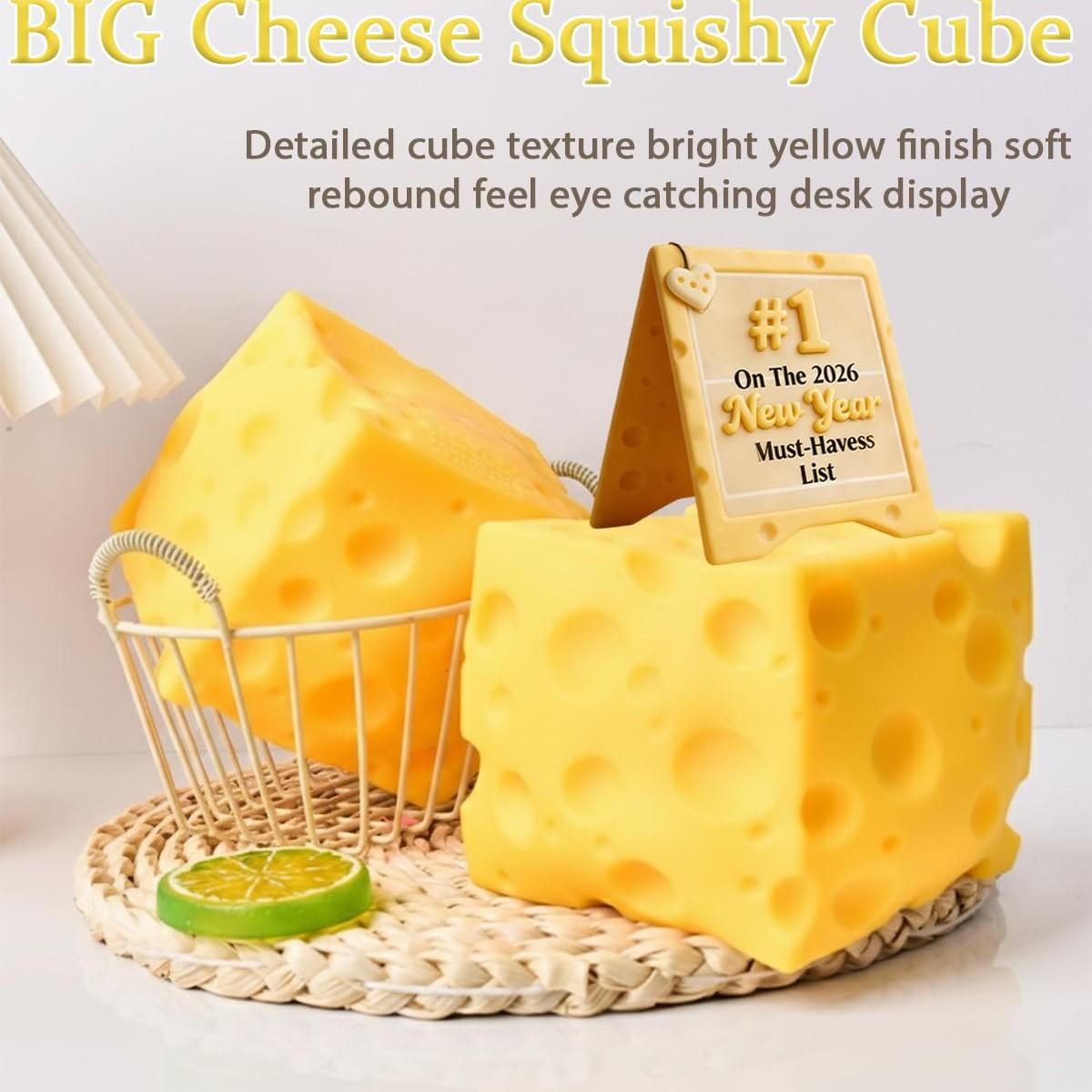 Giant Cheese Squeeze Toy, Large Giant Cube, Slow Rebound Squeeze Toy, Stress Relief, Bouncing Sensory Toy, Soft Rebound, Novelty Gift, Stress Relief Fidgeting