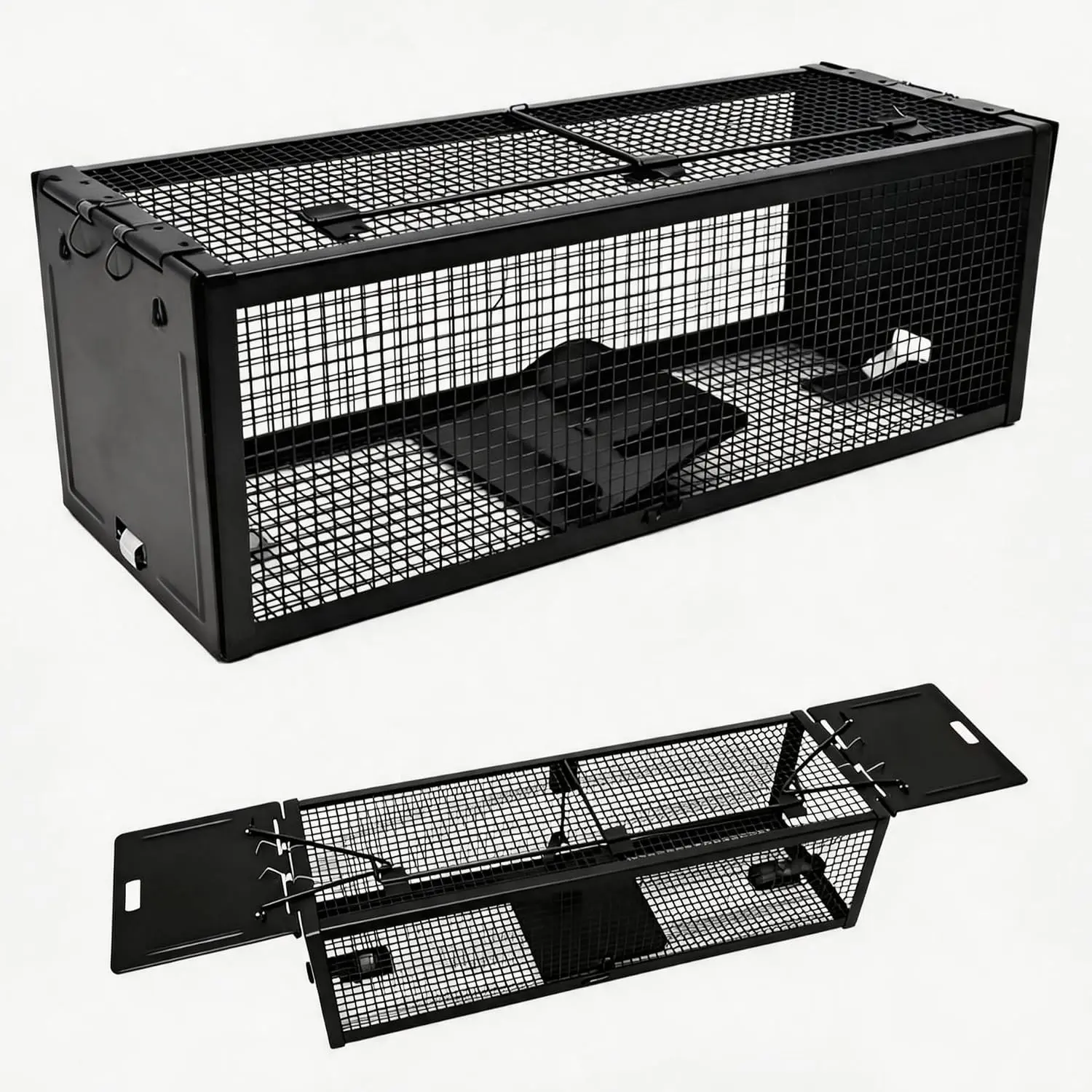 17-inch Large Double-Entry Humane Rat Trap with a Sturdy Metal cage, Suitable for Chipmunk and mice, Featuring a Highly Sensitive Trigger Pedal, for Indoor and Outdoor use