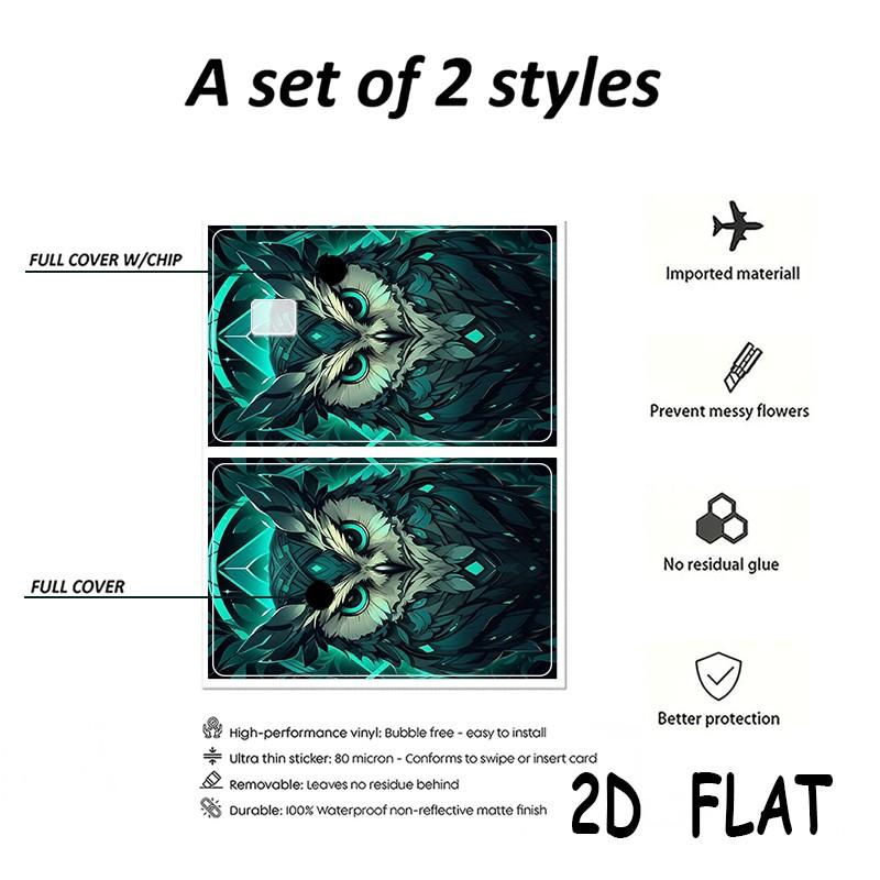 Credit Card Stickers, 2 Pcs/set, Ultra-Thin Waterproof Scratch-Resistant, Customizable Bank Card Stickers, Cartoon Owl Design