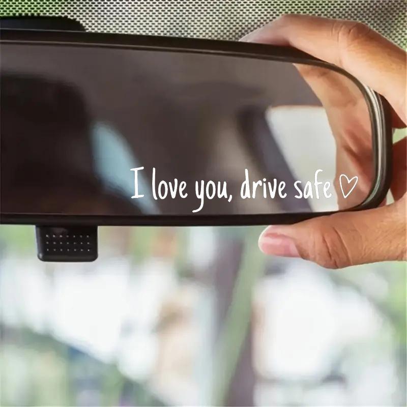 4 Piece Letter Pattern Car Rear View Mirror Stickers, 'i Love You, Drive Safe' Vinyl Stickers, Women's Car Accessories, Gift for Girlfriend/BF/wife